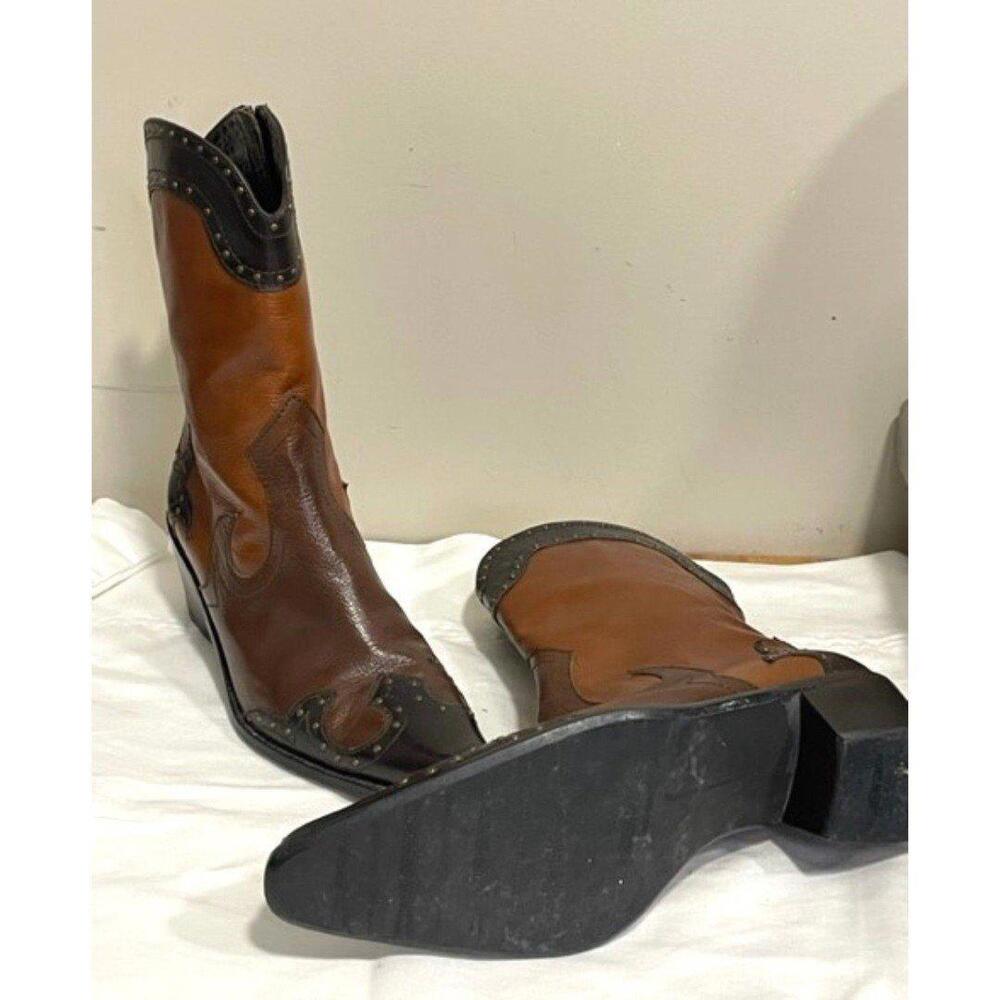 Stuart Weitzman Leather Colorblock Pattern Wester… - image 7